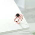 thumbnail image 4 of Gem Stone King 18K Rose Gold Plated Silver Ring Onyx Moissanite (1.44 Cttw), 4 of 5