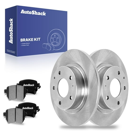 AutoShack 10.94" (278 mm) Rear Solid Brake Rotors   Ceramic Brake Pads | Replacement for 2016-2021 Mazda 6 | 6-PC Brake Kit