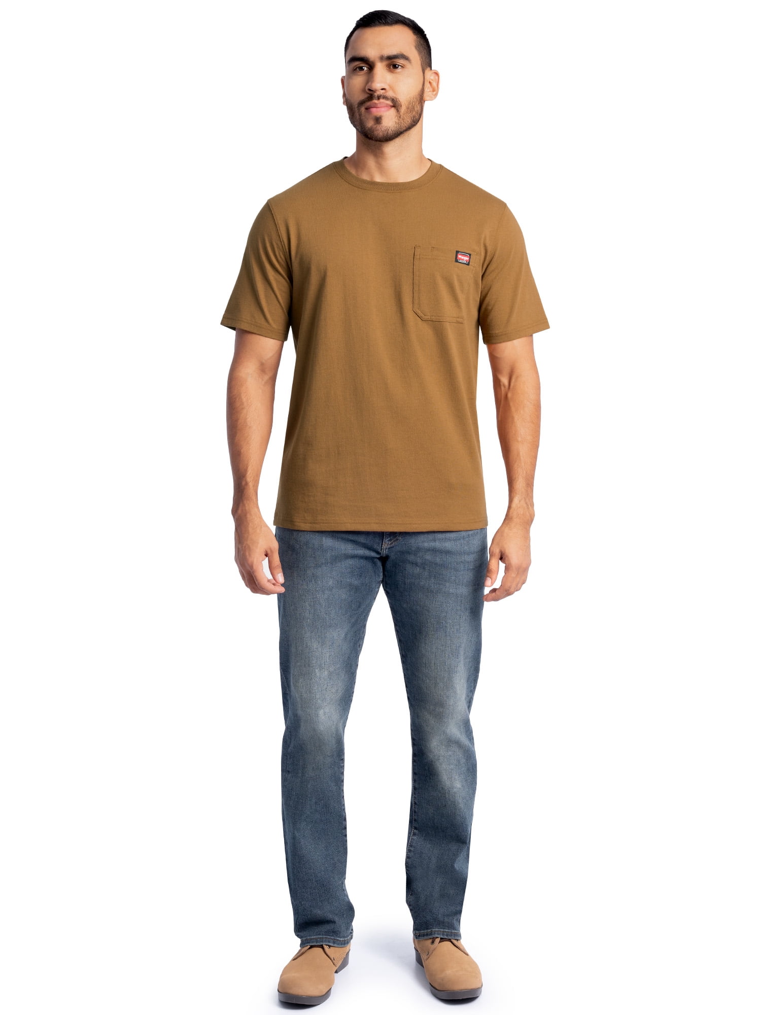 Wrangler Workwear Men's Short Sleeve Heavyweight Pocket Crew Work Shirt, size S-2XLT