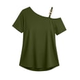 thumbnail image 3 of Uootdi Womens T Shirts Solid Color V Neck Button Front Loose Fit Short Sleeve Breathable Tops Casual Blouses Summer Vacation Wear Gift, 3 of 6