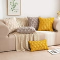 thumbnail image 4 of Pack of 2 Faux Wool Throw Pillow Covers 18x18 Inches Soft Couch Cushion Cover with Velvet Decorative Cushion Cover for Living Room, Bedroom,Car,Office (Ginger Yellow), 4 of 11