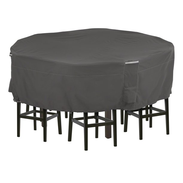 Classic Accessories Ravenna - Funda Para Juego De Mesa Y Silla Redonda Alta Para Patio, Funda Para Muebles De Exterior De Primera Calidad Con Tela Duradera Y Resistente Al Agua, Grande (55-777-045101-
