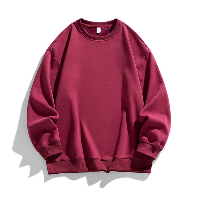 AherBiu Chandails en Molleton pour Hommes Col Rond Léger Chandail Décontracté Automne Hiver Couleur Unie Classique Gym Entraînement Athlétique Course