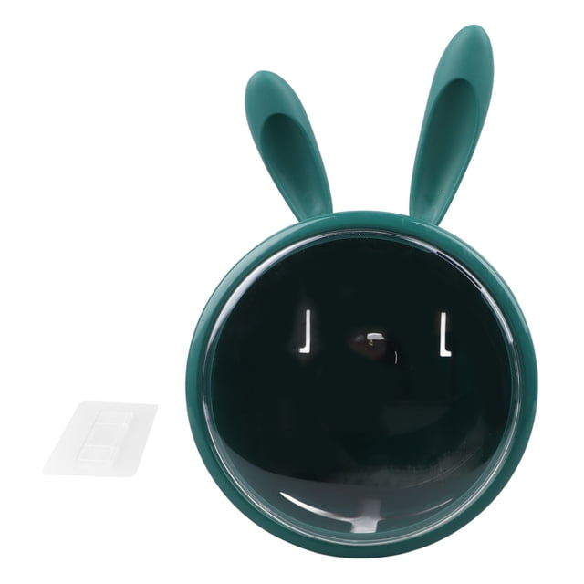 Portarrollos de papel higiénico de plástico transparente con diseño de conejo para montar en la pared, caja dispensadora para baño y cocina, color verde