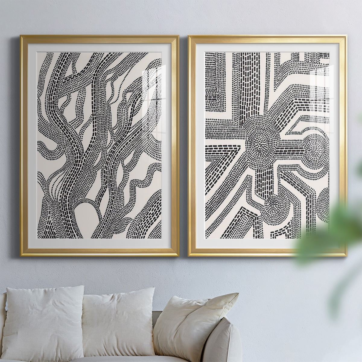 Wexford Home Dots and Dashes I Premium Framed Print, 22.5" x 30.5" - Ready to Hang, Gold (Set of 2)