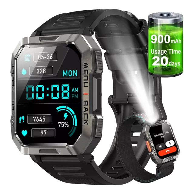Reloj Inteligente Smart Watch Reloj Militar Para Hombre Blackview W60 Bluetooth Black 2.1 Sports, Ip68, 900mah, relojes inteligentes militares, relojes inteligentes con linterna