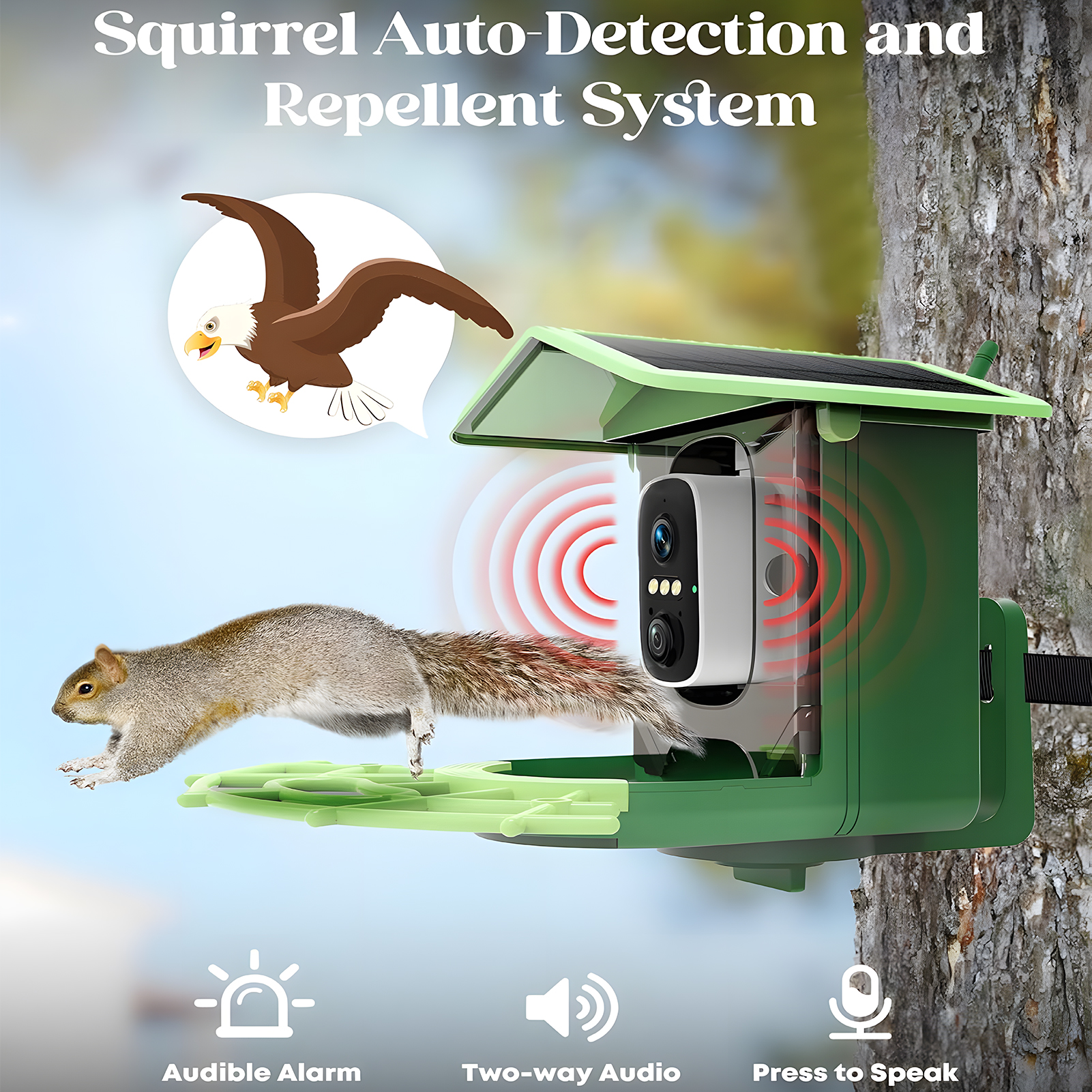 KORALAKIRI Bird Feeder with Camera, Solar Smart Hummingbird Feeder Outdoor with Wireless Camera Bird Houses for Outside Garden, 2K Video Live AI Recognition