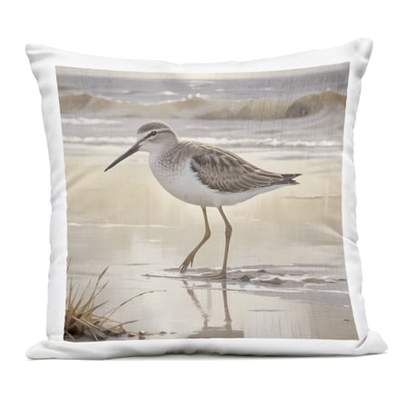Stupell Industries Wading Beach Sandpiper Outdoor Printed Pillow design by Susan Arnot, 18 x 7 x 18