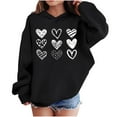 thumbnail image 2 of Girls Hoodie Kids Heart Print Pullover Lightweight Oversized Black Youth Casual Sweatshirt,Size 9 T, 2 of 8