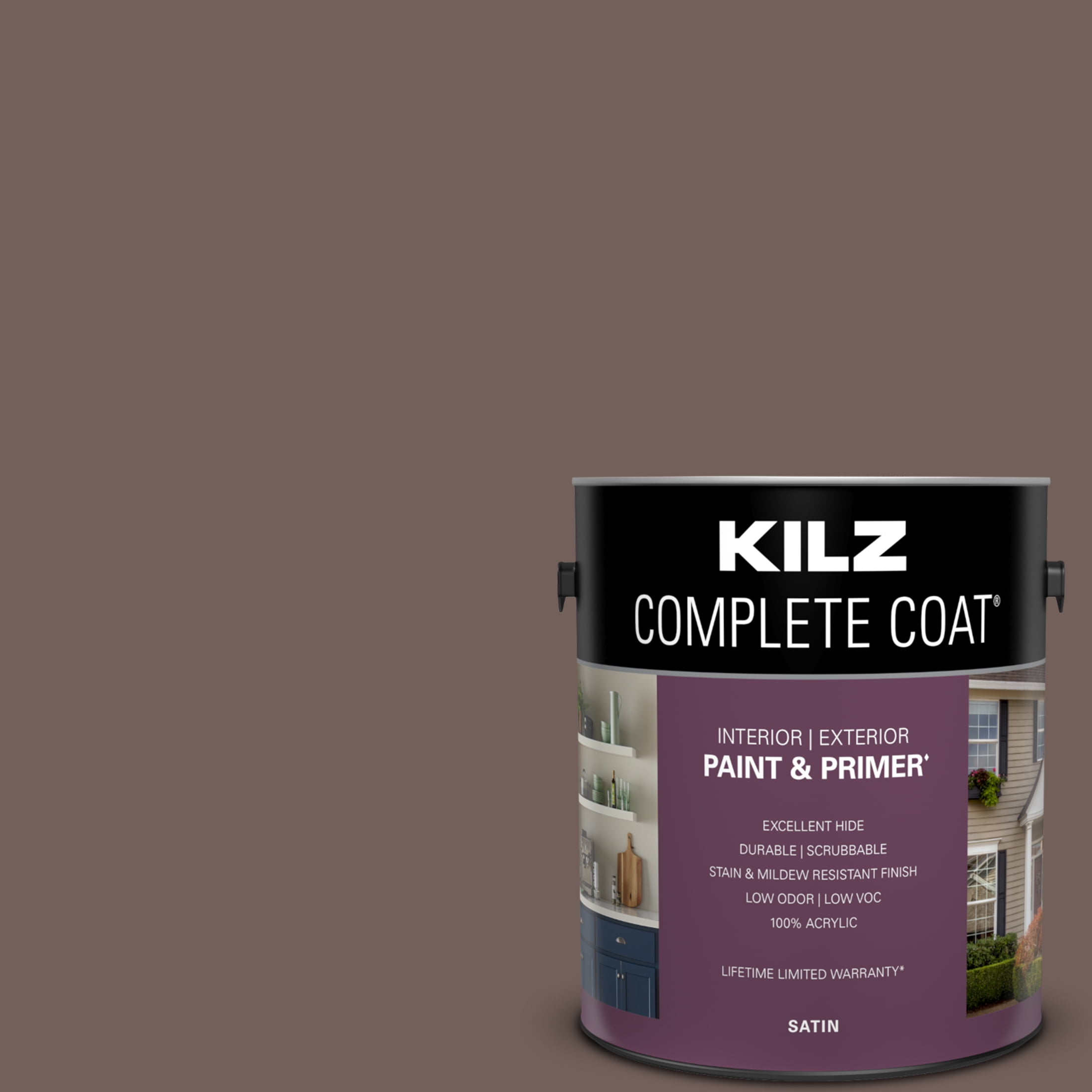 Chocolate Torte, KILZ Complete Coat Interior/Exterior Paint & Primer, 1 Gallon #LM190