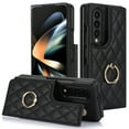 thumbnail image 2 of ELEHOLD for Samsung Galaxy Z Fold 3 Wallet Case,Luxury Premium Diamond Leather Rotatable Ring Credit Card Cash Slot Magnetic Clasp Kickstand Shockproof Protective for Samsung Galaxy Z Fold 3,Black, 2 of 7