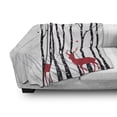 thumbnail image 2 of Antlers Soft Flannel Fleece Throw Blanket, Deer Tree Forest Holiday Theme Flying Leaves Branch Reindeer Winter Print, Cozy Plush for Indoor and Outdoor Use, 50" x 70", White Black Red, by Ambesonne, 2 of 5