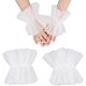 thumbnail image 1 of 1 par de guantes de ópera para mujer con puños de encaje blanco y perlas, puños cortos de gasa de nailon, puños de malla, accesorios de disfraz, 1 of 7