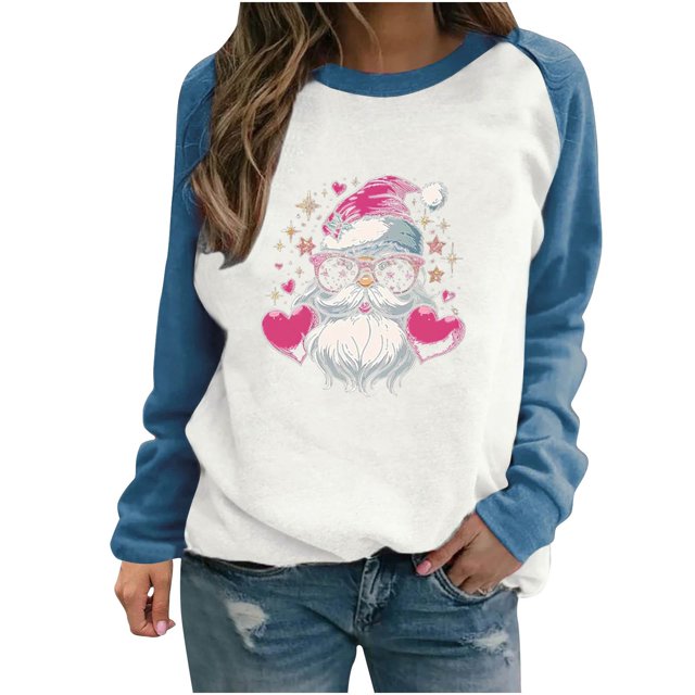 RKSTN Sweatshirt for Women Nouveau Pull Décontracté à Manches Longues Col Rond Mode Imprimé Haut Sweatshirt de Noël