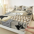 thumbnail image 4 of jejeloiu Safari Bear Moose Twin Sheet Sets,Jungle Wildlife Twin Fitted Sheet,Old Barn Door Flat Sheet For Boys Kids,Microfiber Bedroom Decoration,3pcs, 4 of 7