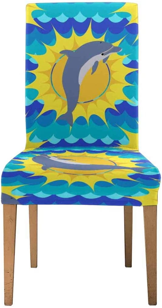 KXMDXA Blue Sea and Dolphin Stretch Chair Cover Protector Seat KXMDXA Blue Sea and Dolphin Stretch Chair Cover Protector Seat