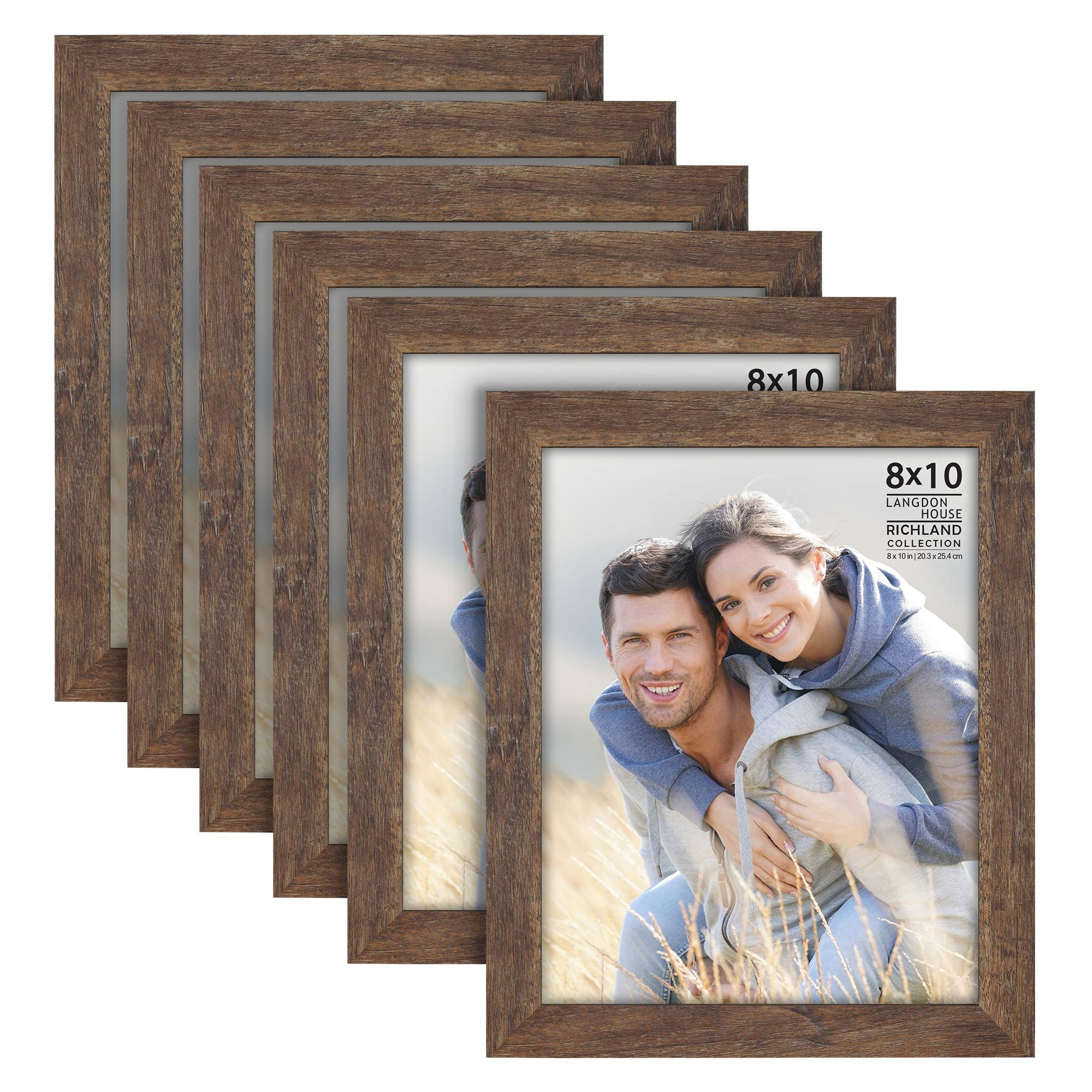 Langdon House 8x10 Rustic Brown Picture Frames, Farmhouse Style, 6 Pack
