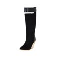 thumbnail image 1 of XZNGL Bottes Hautes à Talons Super Hauts pour Femmes à Blocs de Couleur Pointus, 1 of 9