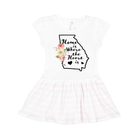 

Inktastic Georgia Home Where the Heart is with Watercolor Floral Gift Toddler Girl Dress