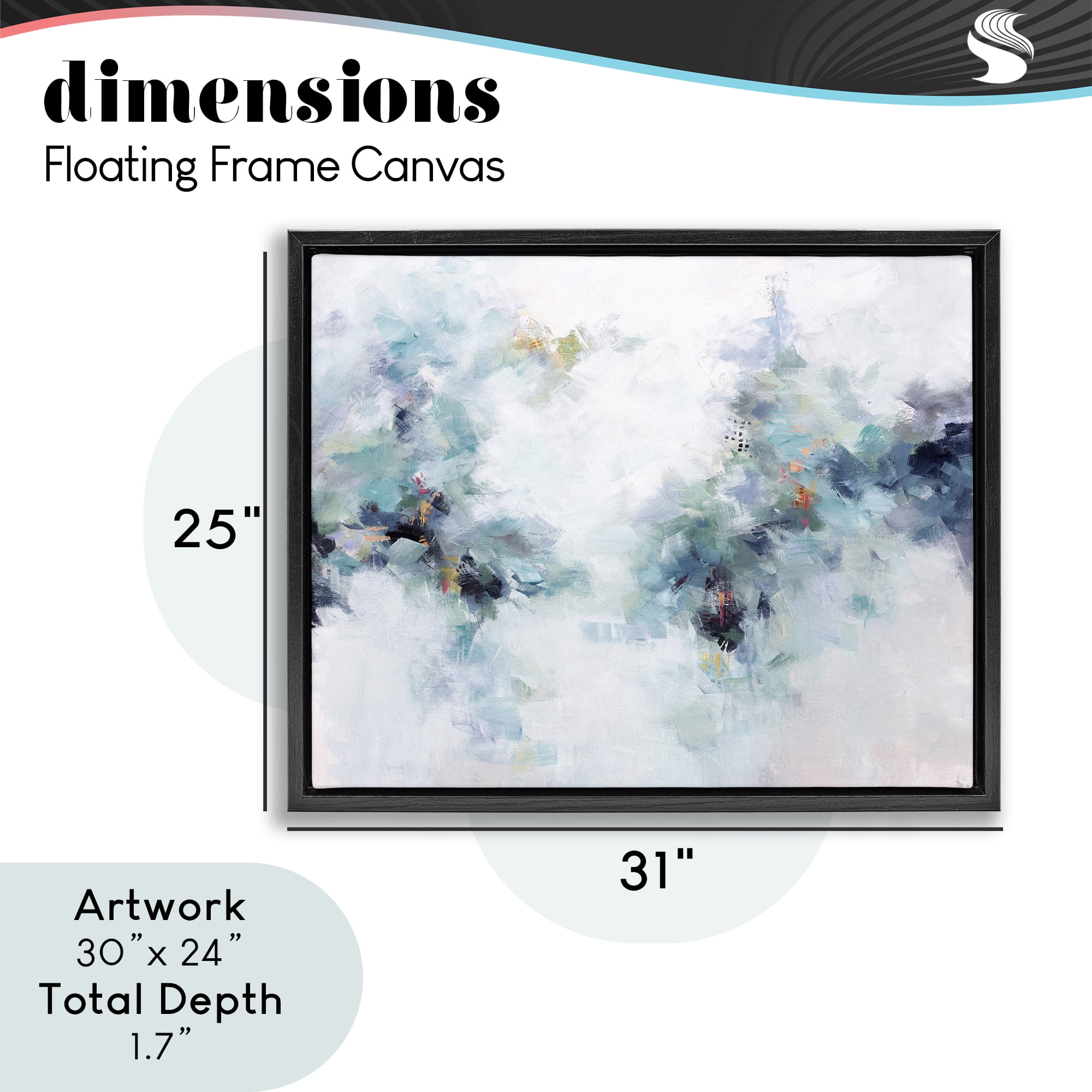 Reaching Out Abstraction Black Framed Floater Canvas Wall Art, design by Karen Hale