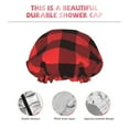 thumbnail image 5 of Kdxio Buffalo Plaid Red Black Print Shower Cap for Women,Elastic and Reusable,Double Waterproof Layers Bathing Hat, 5 of 9