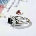 thumbnail image 3 of 2Ct Cushion Cut Black Simulated Diamond Double Halo Wedding Ring 14K White Gold Plated, 3 of 5