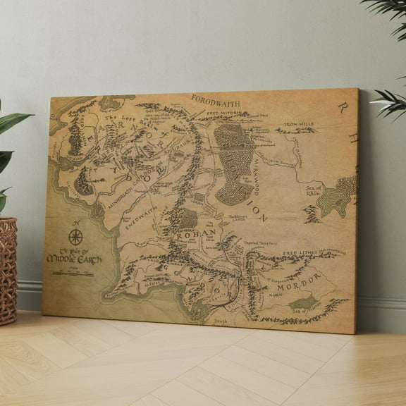 The Lord Of The Rings Map of Middle Earth Canvas Wall Art Print