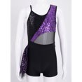 thumbnail image 3 of Rswnyirn Robe de Danse Jazz Latine à Sequins Brillants pour Filles Justaucorps Salsa Samba Rumba Danse Violette 6, 3 of 7
