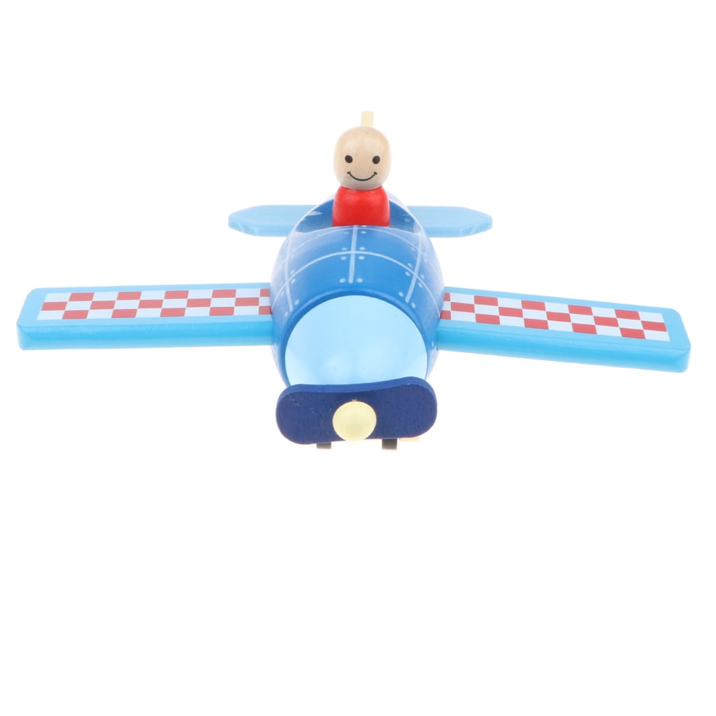 2Pcs Wooden Magnetic Airplane w/ Pilot Assemble Blocks Toy Set for Kids 
