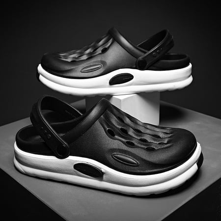 

Men‘s Color Block Clogs Garden Shoes Cushioned Comfortable Slide Slippers Lightweight Hollow Out Closed Toe Sandals