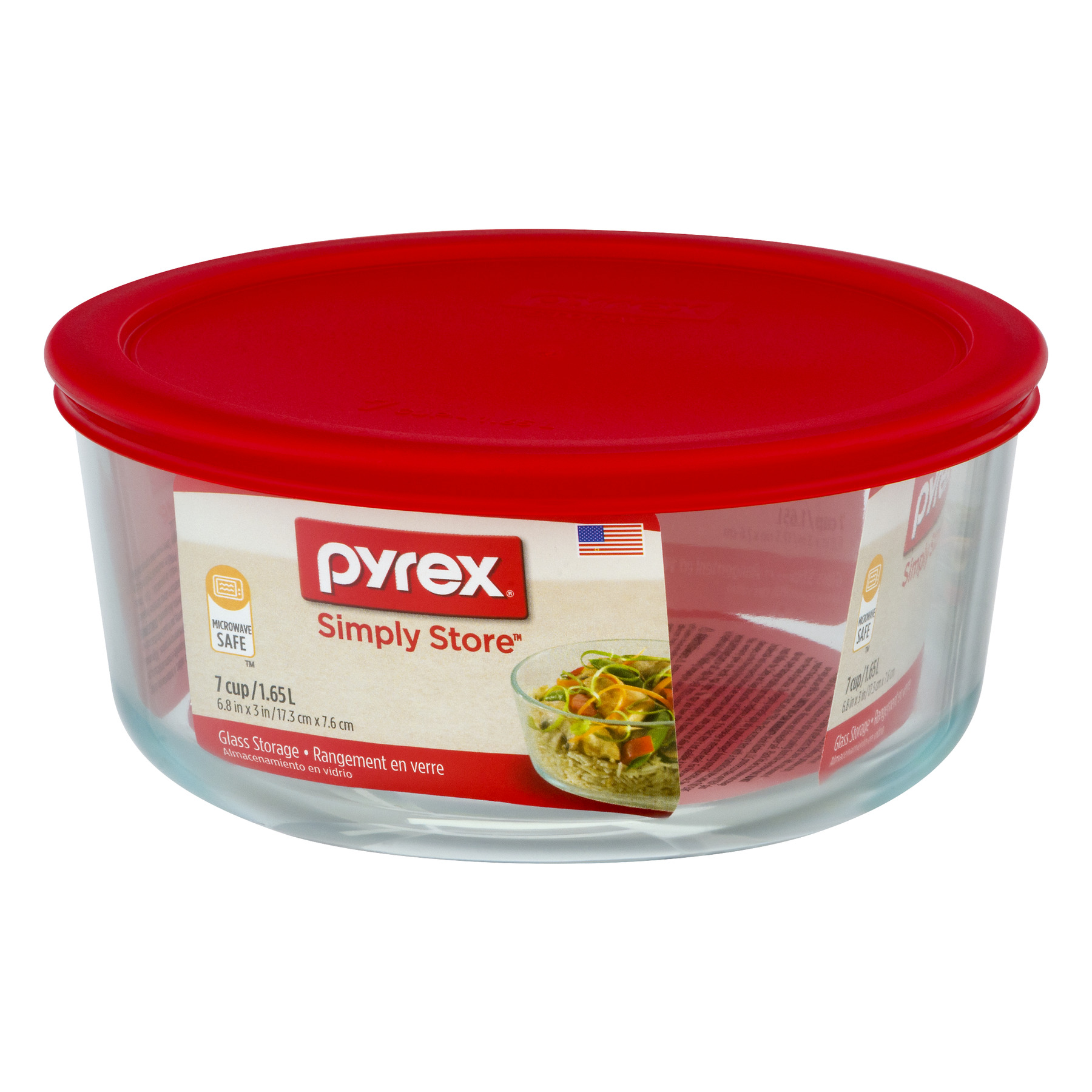 Pyrex Simply Store 7-Cup Glass Food Storage Container, Red photo 4