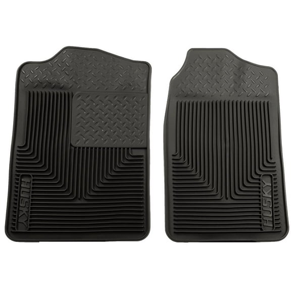 Husky Liner Floor Mat 51011 Heavy Duty Floor Mats; Direct-Fit; Diamond Tread With Thick Drivers Heel Pad; Black; Rubber; 2 Piece