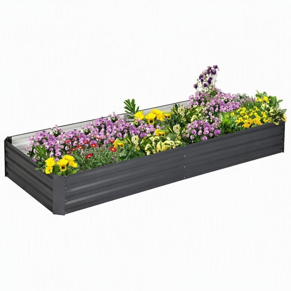 Galvanized Steel Raised Garden Bed 7.9 x 3 x 1 ft Metal Planter Box for Vegetables Flowers Herbs and Succulents