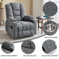 thumbnail image 5 of Spaco Lift Recliner Chair with Massage and Heat for Elderly, Overstuffed Wide Recliners, Heavy Duty Motion Mechanism with USB and Type C Ports, 2 Steel Cup Holders, Gray, 5 of 11