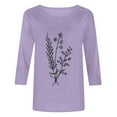 thumbnail image 4 of DeHolifer T-Shirts for Women 3/4 Sleeve Floral Printed Lightweight Summer Trendy Short Sleeve T-Shirts Purple 2XL, 4 of 4