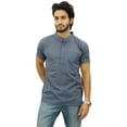 thumbnail image 2 of Atasi Chemise à Manches Courtes pour Homme en Coton Gris à Col Mandarin Vêtements Ethniques-X-Grand, 2 of 7