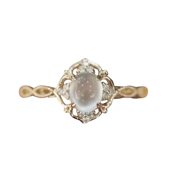 Senior Dulce Luna Luz Piedra Anillo Apertura Femenino Tejido Anillo Hueco Anillo de Moda Luz Anillo de Alto Grado