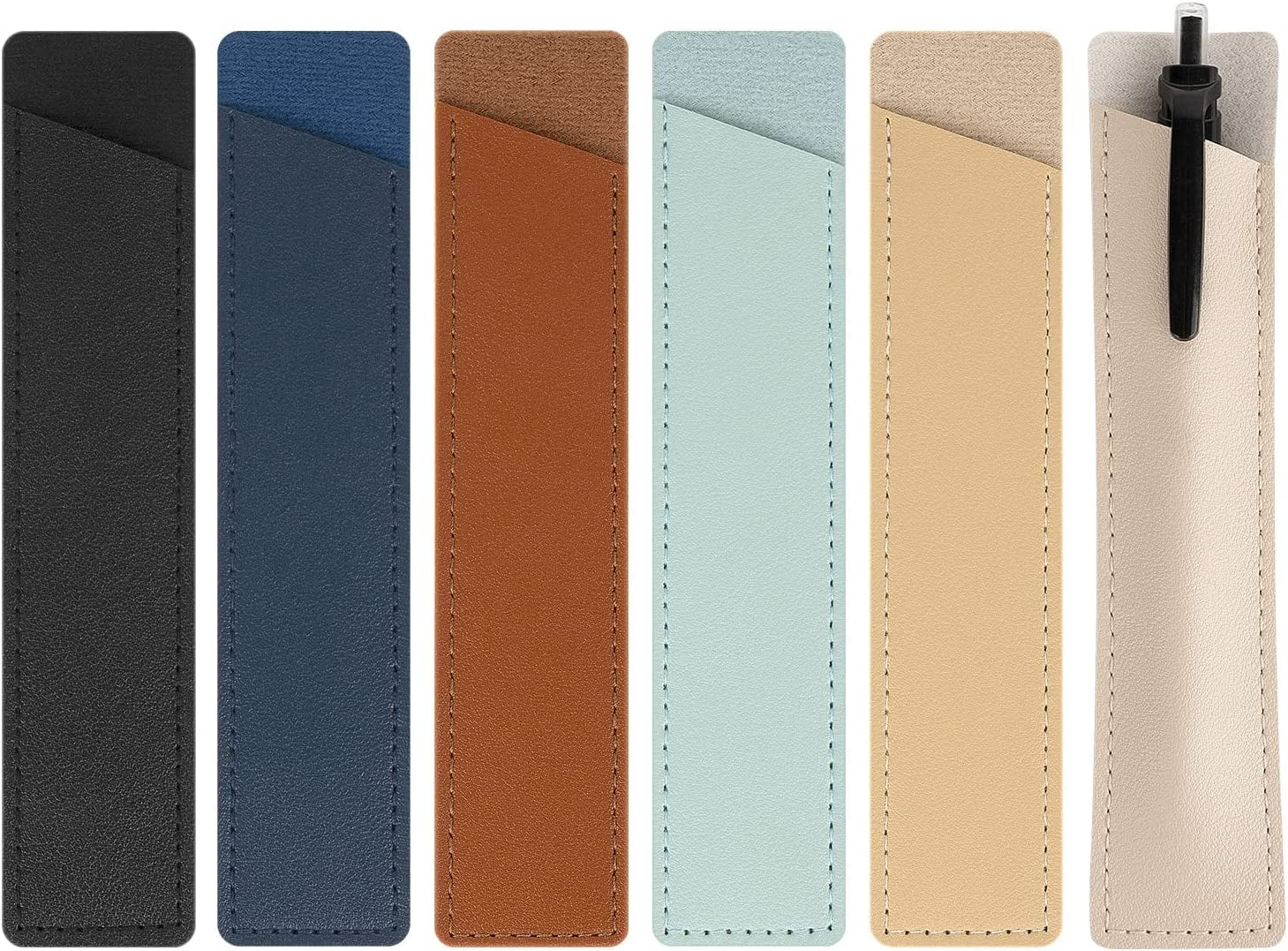 DODAMOUR 6 Pack PU Leather Pocket Pen Case Holder, Ballpoint Pen