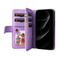 thumbnail image 5 of Designed for iPhone 17 Pro Max, Wallet Cases Zipper Leather Card Slot Flip Magnetic Phone Cover Compatible with iPhone 17 Pro Max Wrist Strap Kickstand Stand Purse, Purple, 5 of 9