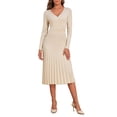 thumbnail image 2 of PrettyGuide Women's Wrap Sweater Dress V Neck Long Sleeve Pleated A Line Knit Midi Dresses, 2 of 7