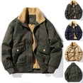 thumbnail image 5 of guisaled Bomber Jacket for Men Winter Sherpa Lined Warm Jackets Casual Multi Pockets Turn-Down Collar Cargo Work Jackets, 5 of 6