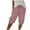 Pink, variant on ABATAB Capri Pants for Women Striped Elastic Waist Wide Leg Drawstring Loose Fit Cropped Pants with Pockets
