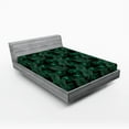 thumbnail image 2 of Ambesonne Tropical Fitted Sheet, Exotic Monstera Summer Art, Full Size, Black and Hunter Green, 2 of 5