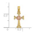 thumbnail image 3 of Diamond2Deal 14K Two-Tone Gold Cross w/ Flower Charm for Women, 3 of 4