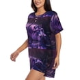 thumbnail image 2 of Kdxio Purple Hippo In Water Print Pajamas Sets for Women Short-Sleeved Pjs with Lounge Shorts Two Piece Sleepwear S-4XL, 2 of 5