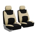thumbnail image 6 of FH Group Light & Breezy Seat Covers for Auto, 3 Row 7 Seater Full Covers with Steering/Belt Pad Cover, Beige and Black, 6 of 6