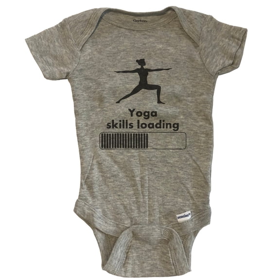 Yoga Skills Loading Funny Yoga Pose Baby Bodysuit - Grey