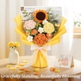 thumbnail image 4 of Lewondr Crochet Flower Bouquet, Yellow Handmade Knitted Flowers, Crochet Sunflower Rose Flower for Valentines Day Anniversary Birthday Mother's Day Graduation Gifts, Includes Gift Bag and Greeting Ca, 4 of 7