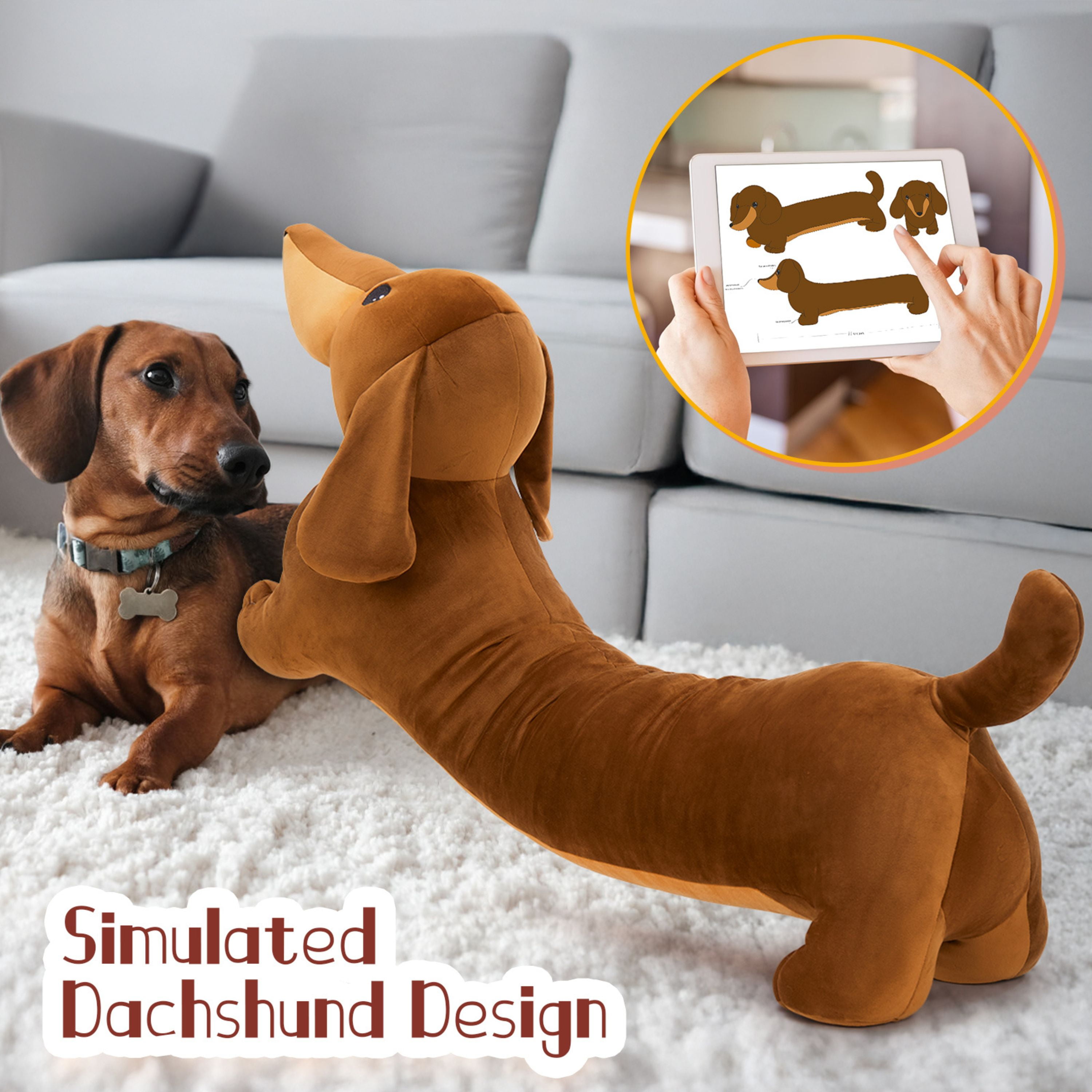 Tezituor 43.3'' Dachshund Dog Stuffed Animal Giant Weiner Dog Body Pillow Plush Toy