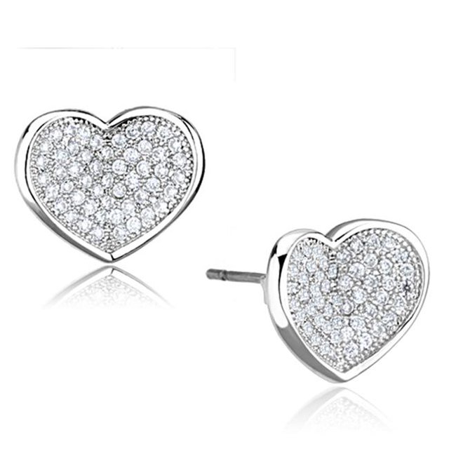 Alamode 3W668 Women Rhodium Brass Earrings with AAA Grade CZ in Clear